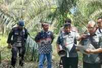 Panitera PN Stabat membacakan penetapan putusan pengadilan di lokasi lahan yang akan dieksekusi.