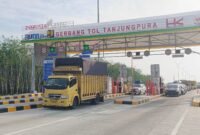 Suasana Exit Tol Tanjung Pura jelang labaran Idul Fitri 20242.