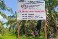 Plang yang didirikan di dalam kawasan hutan lindung.