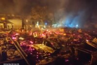 Rumah semi permanen di Kampung Persulukan Naqsyabandiyah Babussalam yang ludes terbakar, Rabu (5/6/2024) dini hari.