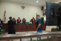 Sidang perkara pencurian dengan kekerasan (Curas) terdakwa Malem Kerina Ginting di PN Stabat, Senin (24/6/2024) malam.
