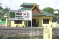 Kantor Baznas Langkat di Kelurahan Kwala Bingai, Kecamatan Stabat, Langkat.
