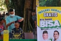 Pemangkas mengikuti kegiatan yang digelar JERMAL di Alun-Alun Stabat.