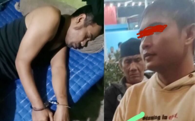 Tata (kanan) dan Dedi (kiri) saat disekap dan dianiaya di pos BKO perkebunan dengan tangan diborgol.