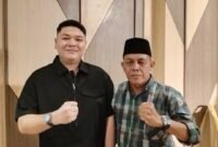 Ketua KNPI Sumut, Aldi Syahputra Siregar (kiri) bersama Wakil Ketua IPTI Sumut Buya Ayub Kusuma Siregar (Foto:ist)
