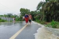 Lansia berjalan menuju lokasi pengungsian.