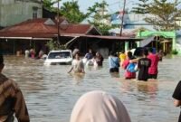 Kondisi banjir di Simpang Iblis Kecamatan Tanjung Pura