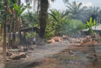 Lokasi dapur penyulingan kondensat ilegal milik AA di Desa Paya Bengkuang, Kecamatan Gebang, Langkat.