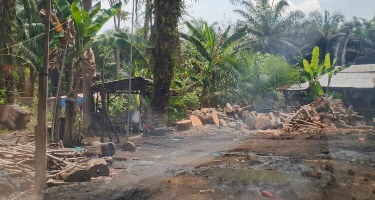 Lokasi dapur penyulingan kondensat ilegal milik AA di Desa Paya Bengkuang, Kecamatan Gebang, Langkat