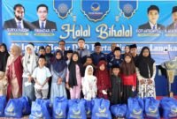 Wakil Ketua NasDem Sumut Ricky Anthony saat halalbihalal dengan DPD NasDem Langkat.