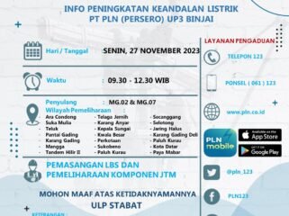 Jadwal pemadaman listrik sementara ULP PLN Stabat.