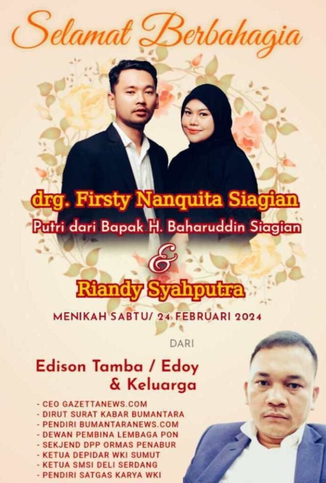 
Selamat Berbahagia, Baharuddin Siagian Gelar Pernikahan Putrinya