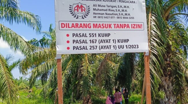 Plang yang didirikan di dalam kawasan hutan lindung.