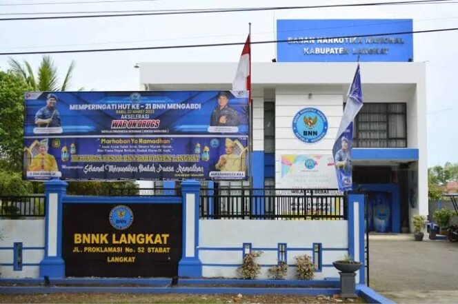 
Kantor BNNK Langkat di Jalan Proklamasi, Kelurahan Kwala Bingai, Kecamatan Stabat, Langkat