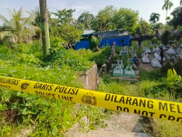 Lokasi makam selebgram ENS di Kelurahan Alur Dua Baru, Kecamatan Sei Lepan, Langkat, yang tewas di Depok beberapa waktu lalu.