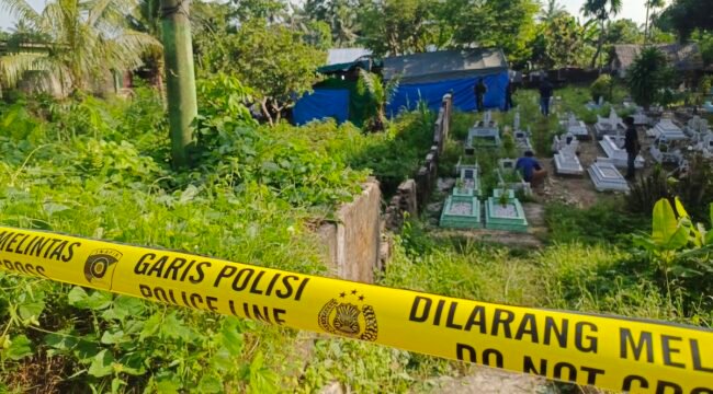 Lokasi makam selebgram ENS di Kelurahan Alur Dua Baru, Kecamatan Sei Lepan, Langkat, yang tewas di Depok beberapa waktu lalu.
