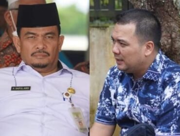 Kepala Dinas Pendidikan Langkat Saiful Abdi dan Kepaka BKD Langkat Eka Syahputra Depari tersangka dugaan  kasus korupsi seleksi PPPK Guru tahun 2023.