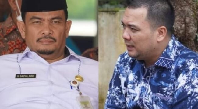 Kepala Dinas Pendidikan Langkat Saiful Abdi dan Kepaka BKD Langkat Eka Syahputra Depari tersangka dugaan  kasus korupsi seleksi PPPK Guru tahun 2023.
