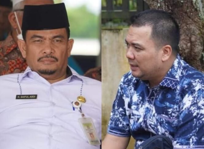 
Kepala Dinas Pendidikan Langkat Saiful Abdi dan Kepaka BKD Langkat Eka Syahputra Depari tersangka dugaan  kasus korupsi seleksi PPPK Guru tahun 2023.