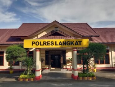 Mapolres Langkat di Jl Proklamasi, Kelurahan Kwala Bingai, Kecamatan Stabat, Langkat.