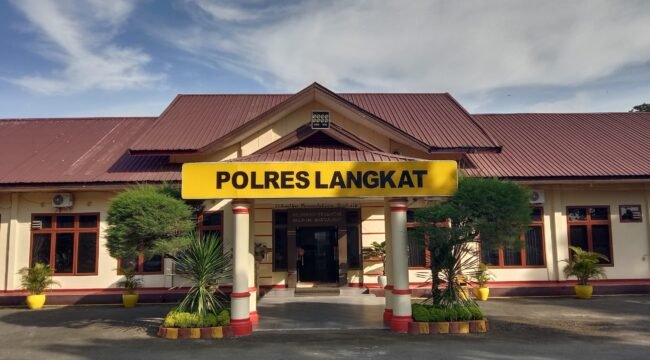 Mapolres Langkat di Jl Proklamasi, Kelurahan Kwala Bingai, Kecamatan Stabat, Langkat.