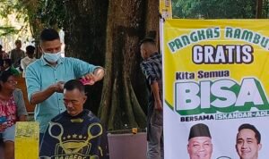 Pemangkas mengikuti kegiatan yang digelar JERMAL di Alun-Alun Stabat