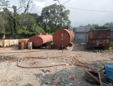 Gudang BBM ilegal di Desa Karang Rejo, Kecamatan Stabat, Langkat.