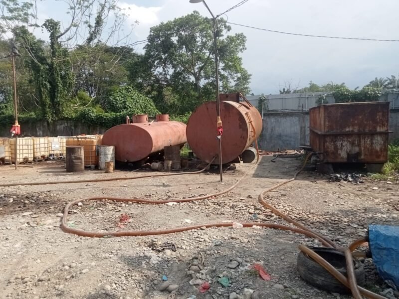 Gudang BBM ilegal di Desa Karang Rejo, Kecamatan Stabat, Langkat.