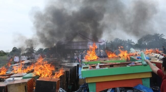 Mesin judi yang dimusnahkan di Mapolda Sumut.