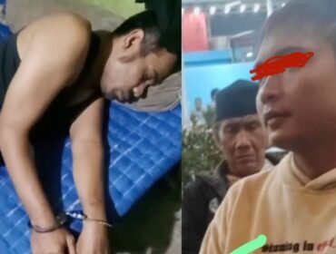 Tata (kanan) dan Dedi (kiri) saat disekap dan dianiaya di pos BKO perkebunan dengan tangan diborgol.