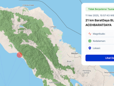 Informasi dari laman BMKG terkait gempa bumi yang terjadi di Blang Pidi.