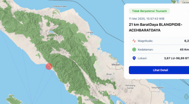 Informasi dari laman BMKG terkait gempa bumi yang terjadi di Blang Pidi.