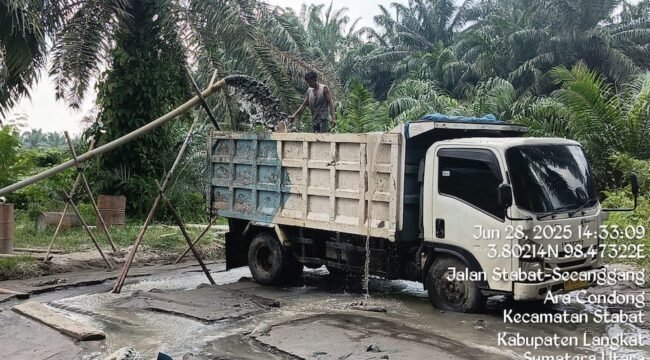 Tambang milik oknum polisi yang bertugas di Polres Langkat berinisial Wah.