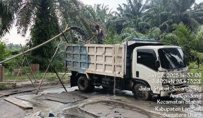 
Tambang milik oknum polisi yang bertugas di Polres Langkat berinisial Wah.