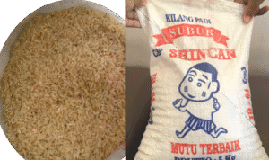Beras Shincan yang diproduksi Kilang Padi Subur Kecamatan Secanggang, Langkat dengan kualitas tak layak