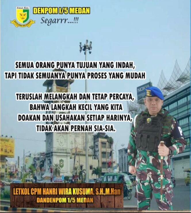 
Komandan Denpom I/5 Medan Letkol Hanri Wira Kusuma.,S.H.,M.han Menyapa Masyarakat